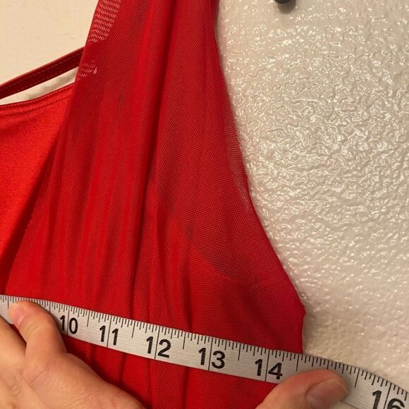 WEISSMAN Balera solo custom Dance costume red Mesh Overlay Dress D12770 LC child - Picture 12 of 15